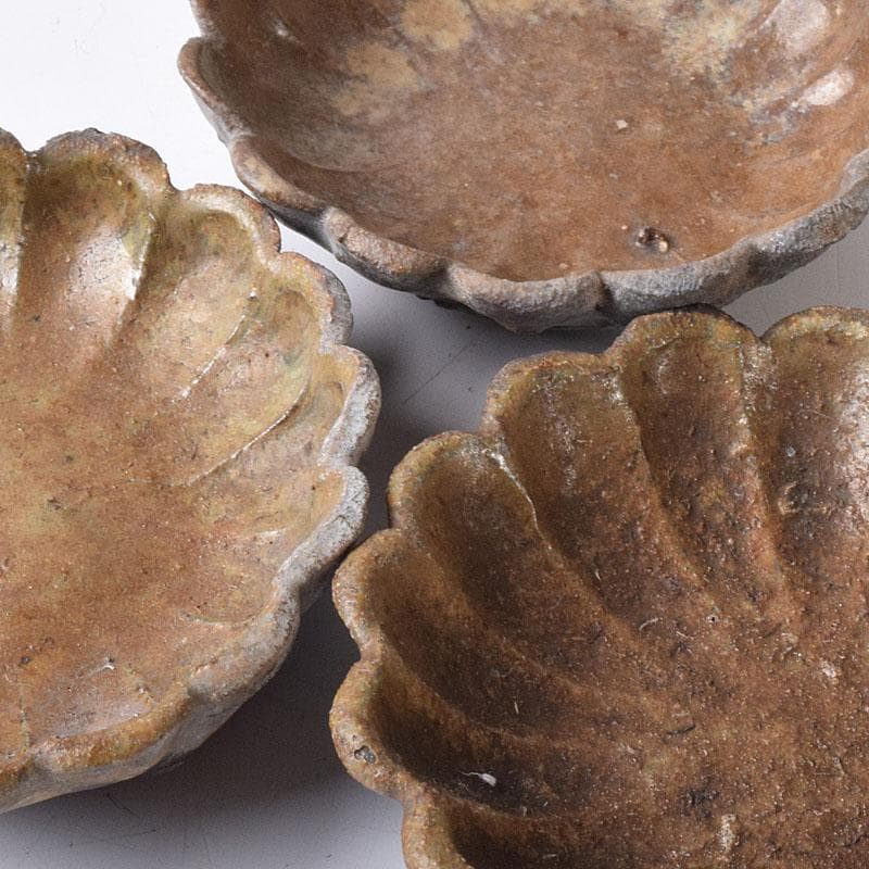 和食器　備前焼　古備前　波千鳥文　手塩皿　五客　C　R8360