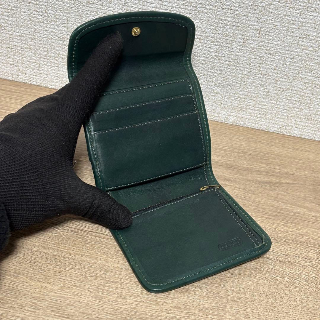 希少　オールドコーチ　COACH 三つ折り財布　コンパクトウォレット　グリーン