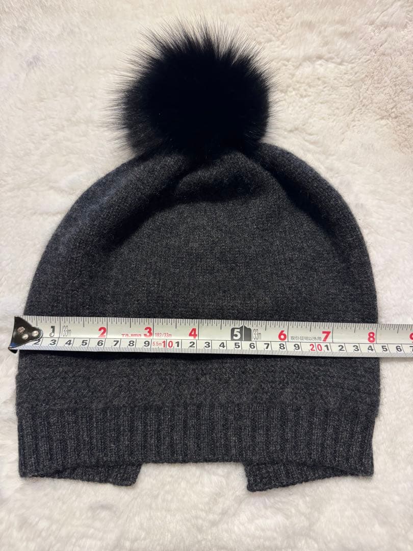 カシミヤ100%ビーニー　ポンポン付き、カシミヤヘッドバンド