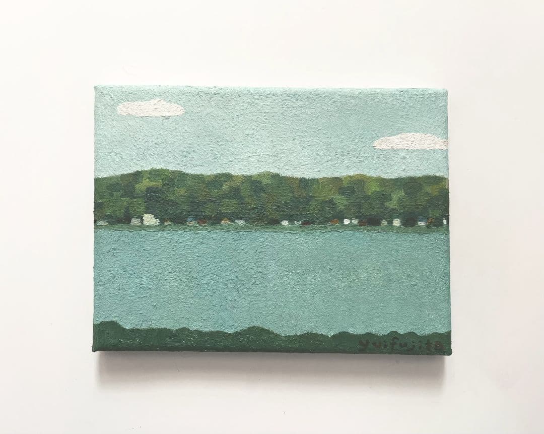 油彩画　湖畔