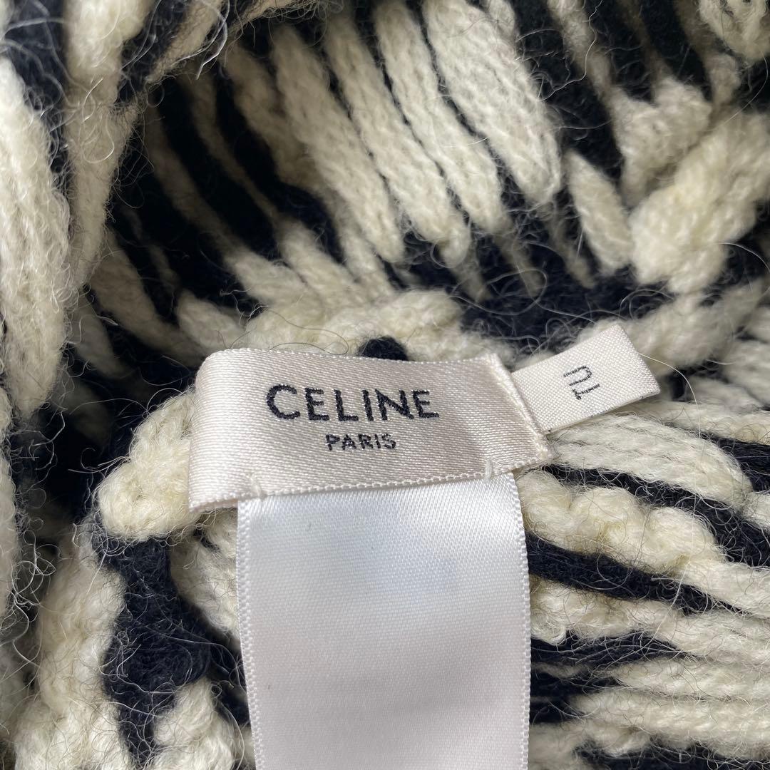 セリーヌCELINE チェック ニット ロゴ キャップ