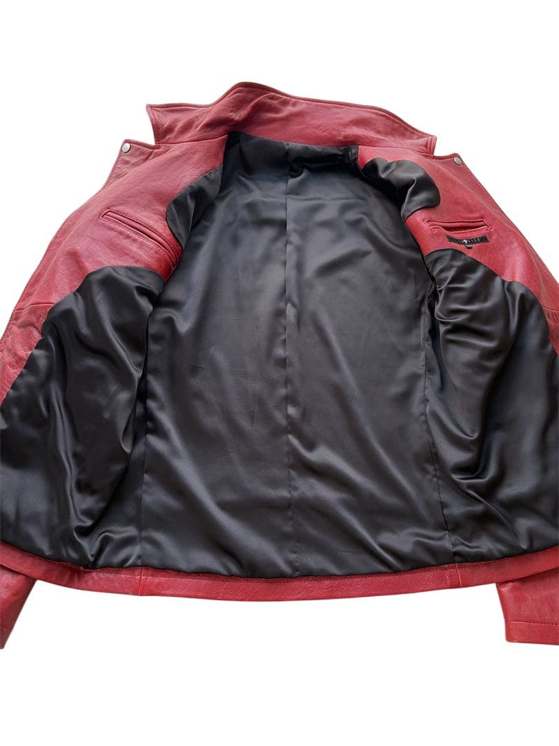 希少カラー noid ラムベジタブルWライダースジャケット レッド