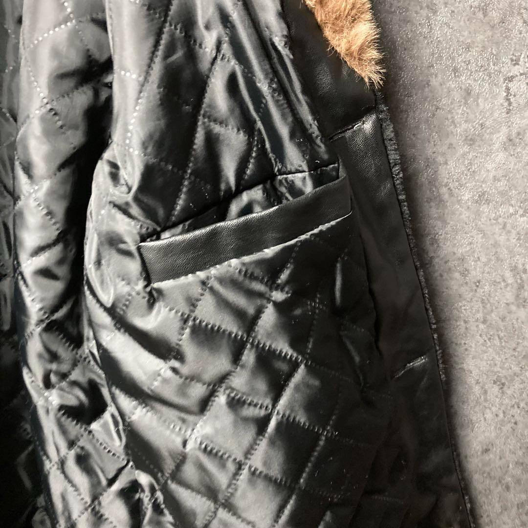 vintage ファーコート　フェイクファー　黒　ブラウン　レトロ