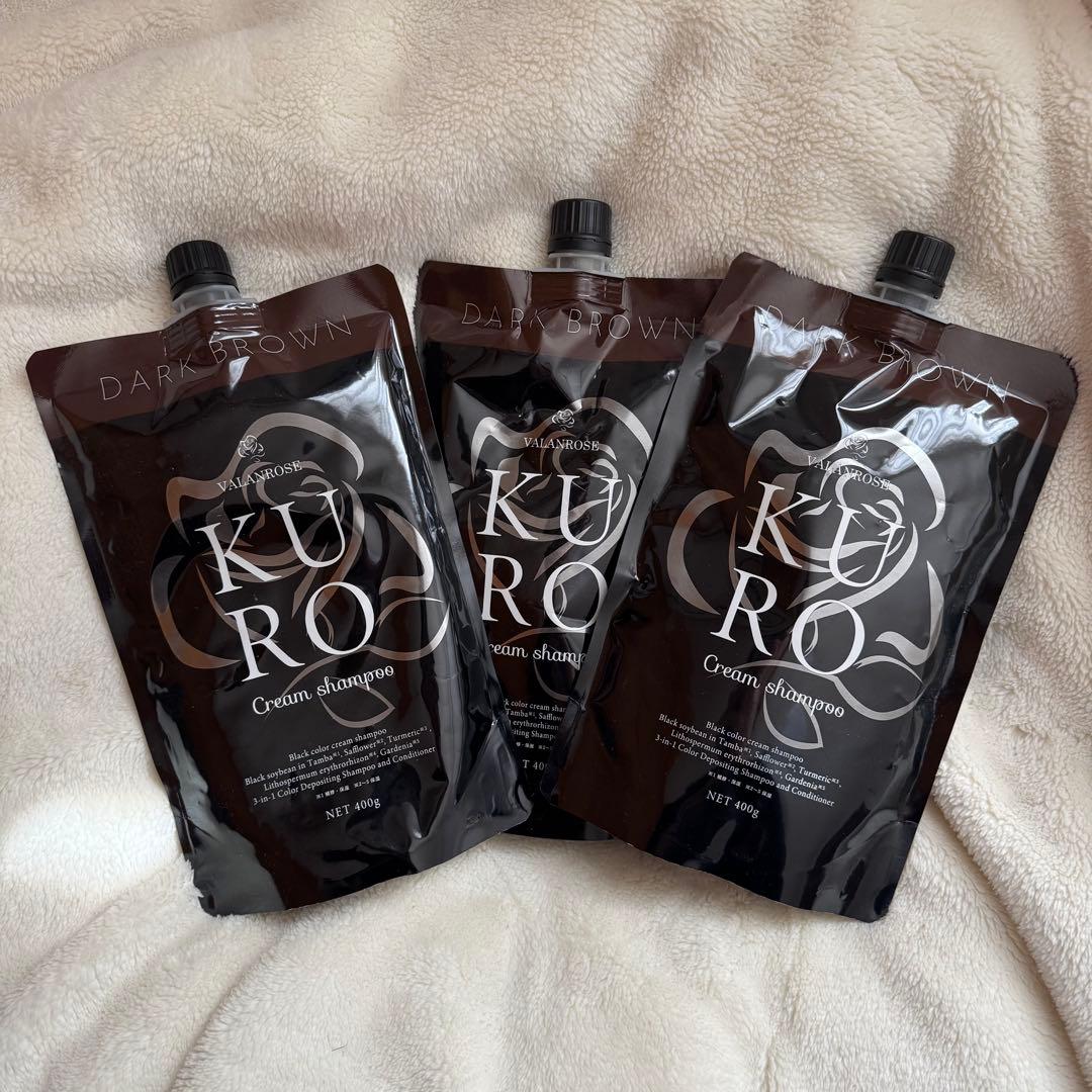 バランローズ KUROシャンプー 400g 白髪染め（ダークブラウン）3個セット