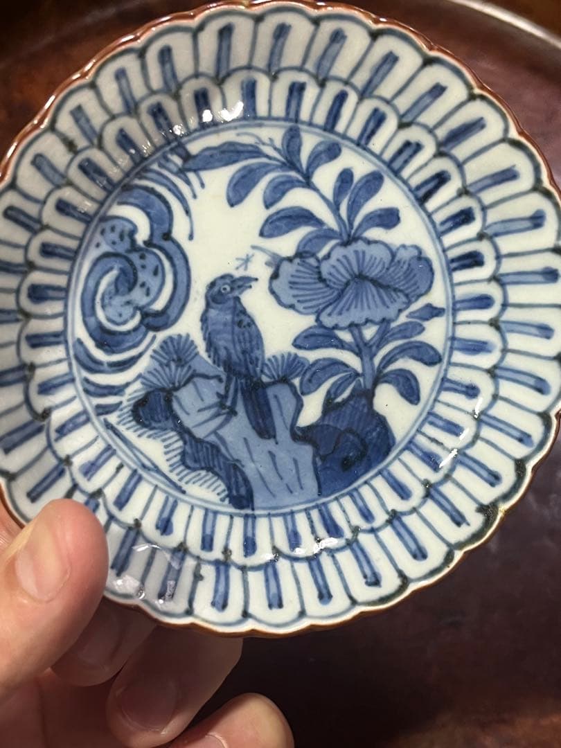 古伊万里　藍九谷　小皿　無傷完品　新渡　古染付　民芸　民藝　古九谷　初期伊万里