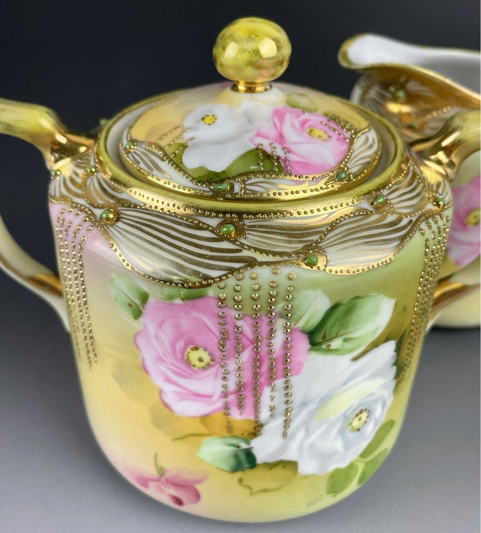 【専用】オールドノリタケ 薔薇紋 シュガーボウル クリーマー ジュエル 金盛り