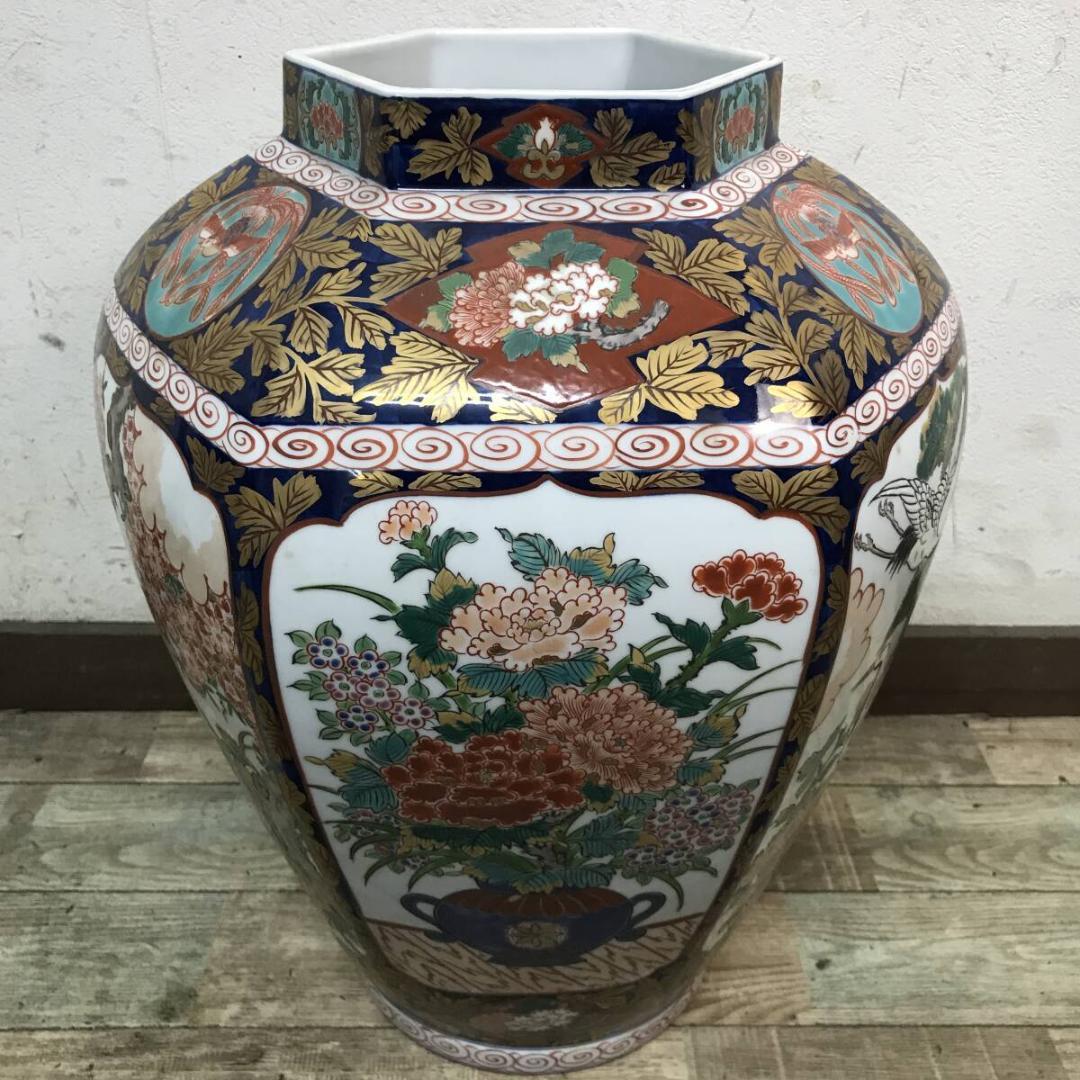 有田焼 夢右衛門窯 作 花鳥図 美人図 特大沈香壷 高約100㎝ 蔵出品