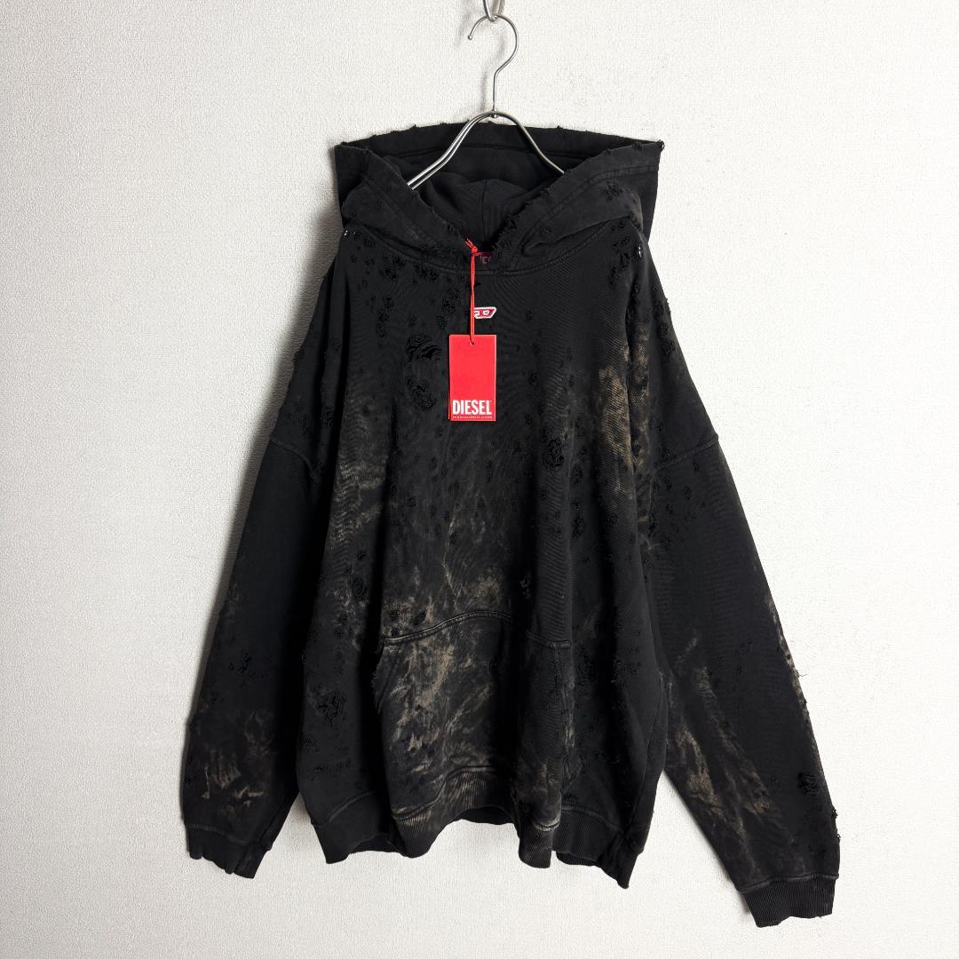 【新品☆完売モデル☆入手不可☆ダメージ】ディーゼル ウォッシュ加工 刺繍パーカー