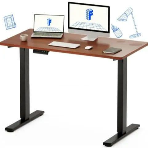 FLEXISPOTスタンディングデスクEF1脚-黒 天板-マホガニー100*60