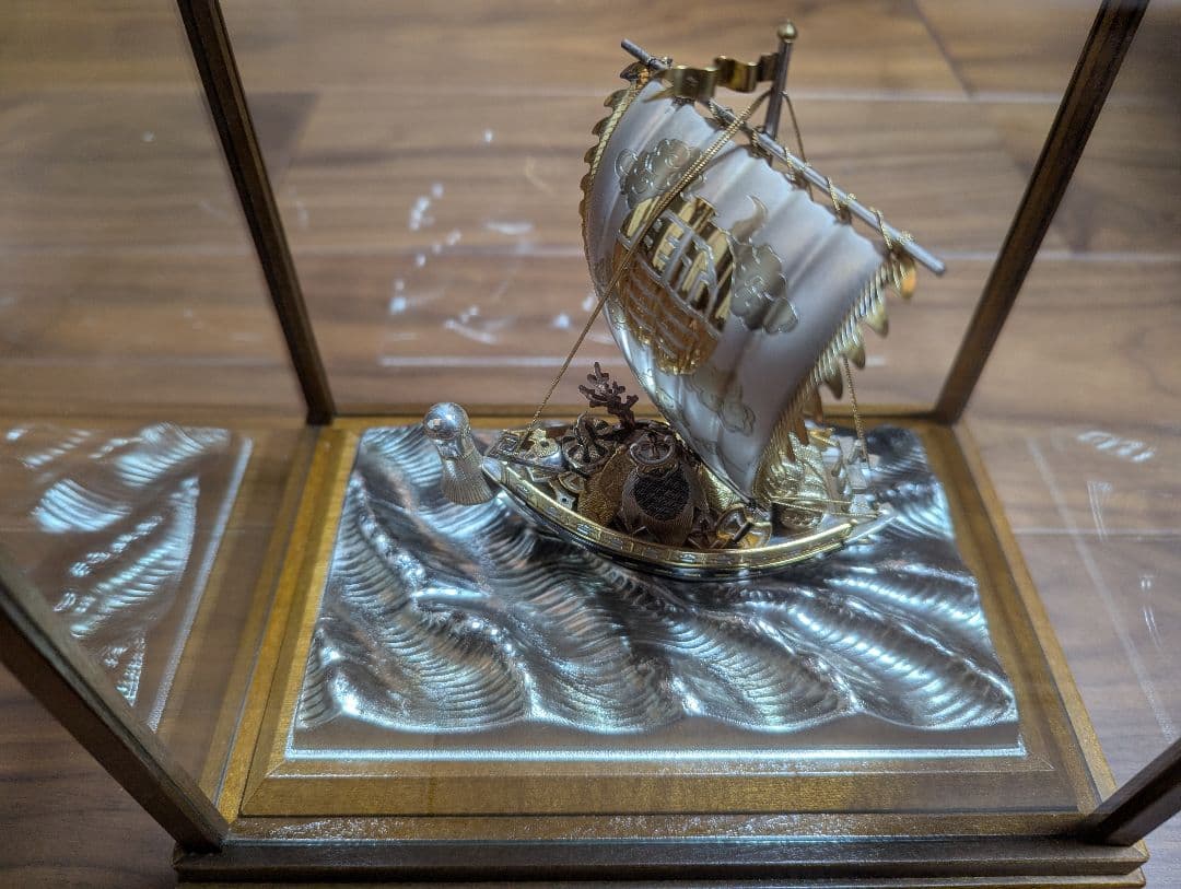 武比古 銀製 宝船 5号（房）銀船 置物 縁起物 ケース付き