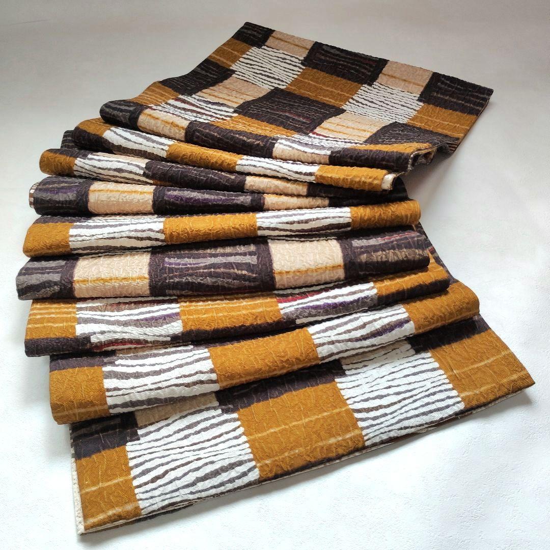 両面全通柄袋帯 市松 リバーシブル