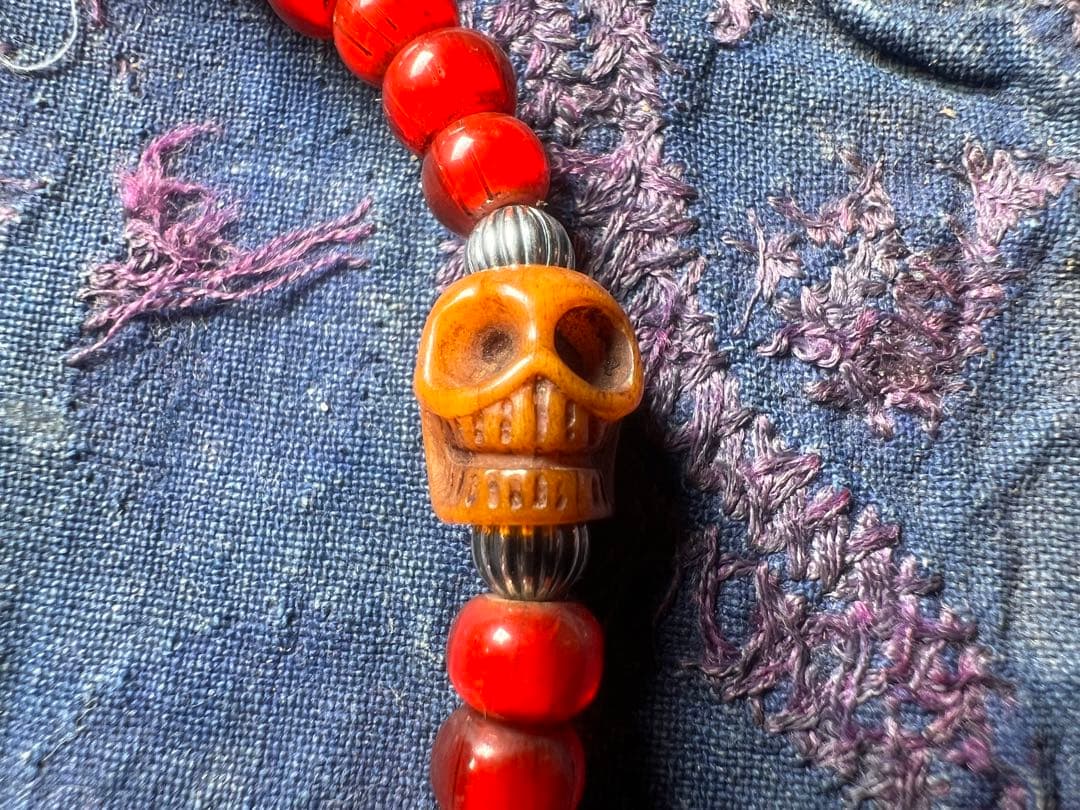 アンティークカパーラボーンビーズのブレスレット　強力護符　ハンドメイド