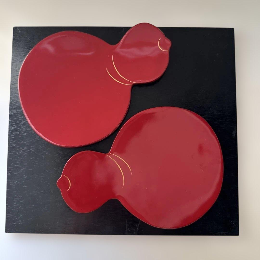 会津塗り 白木屋 ひょうたん型 銘々皿 2枚セット