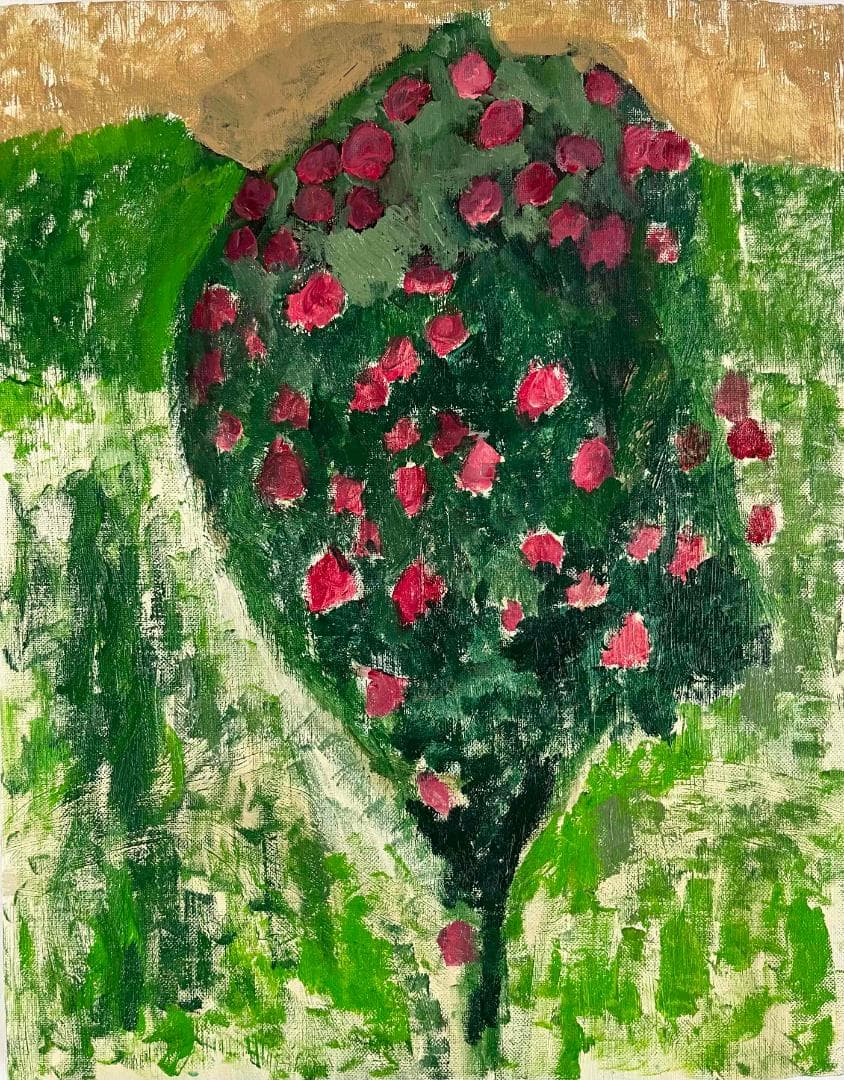 32×41㎝「雨を待つ木」油彩・原画・F6 フレームは付きません。