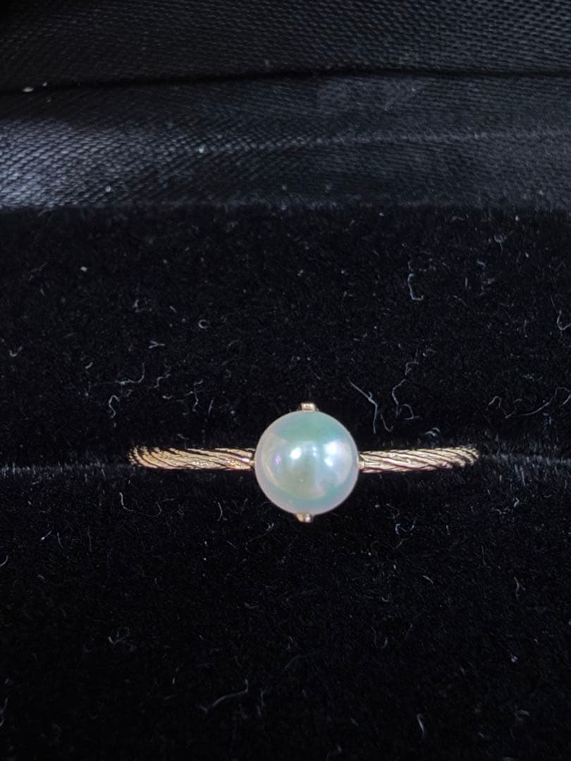 【訳あり】K18PGアコヤパールリングとK10YG月モチーフリングのセット