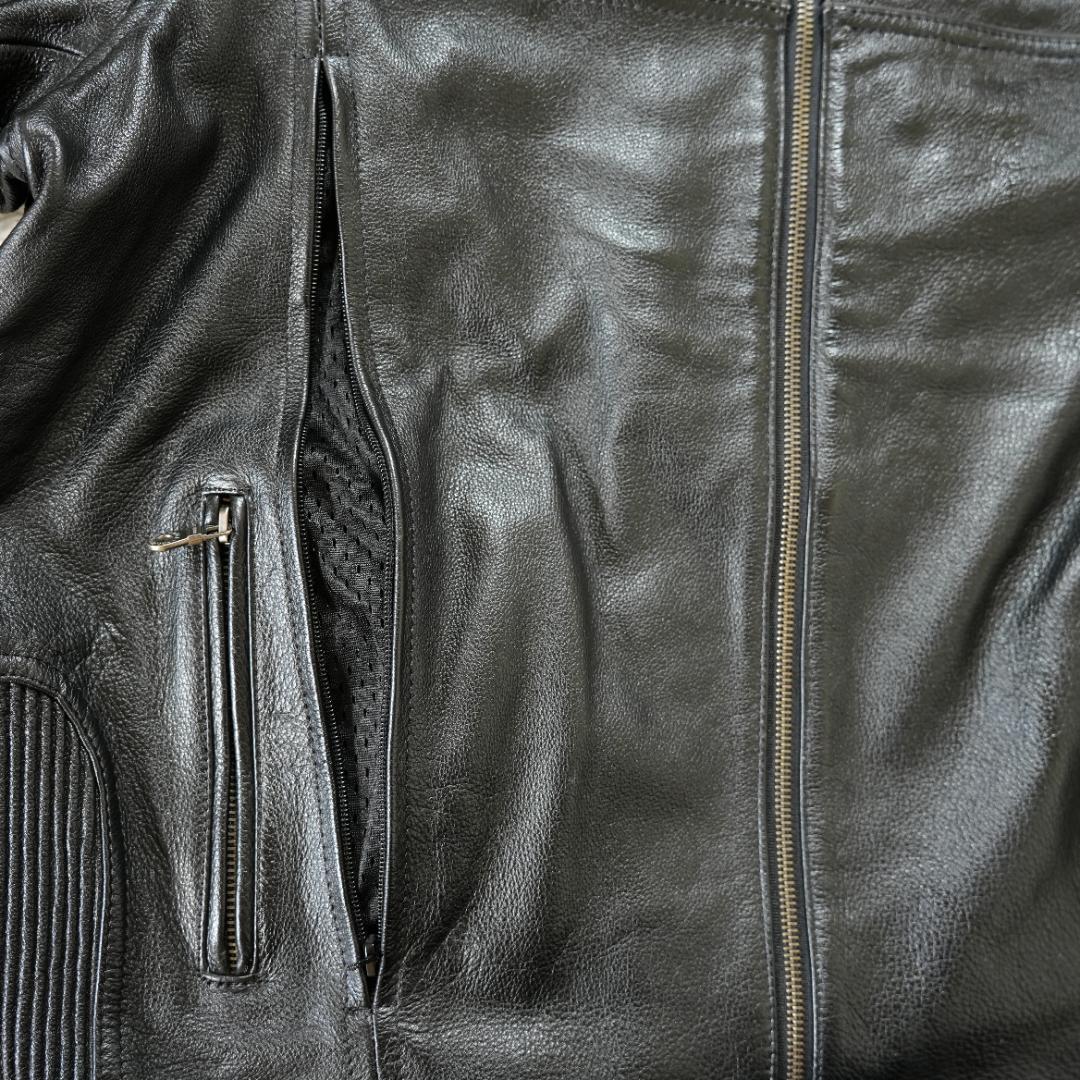 【美品】ハーレーダビッドソン　ビッグロゴ刺繍レザージャケット　XL