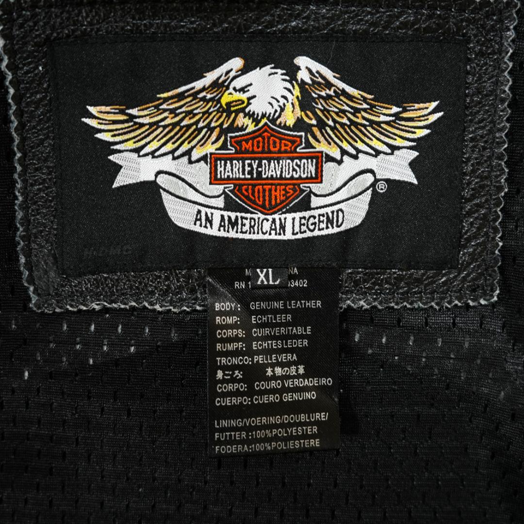 【美品】ハーレーダビッドソン　ビッグロゴ刺繍レザージャケット　XL