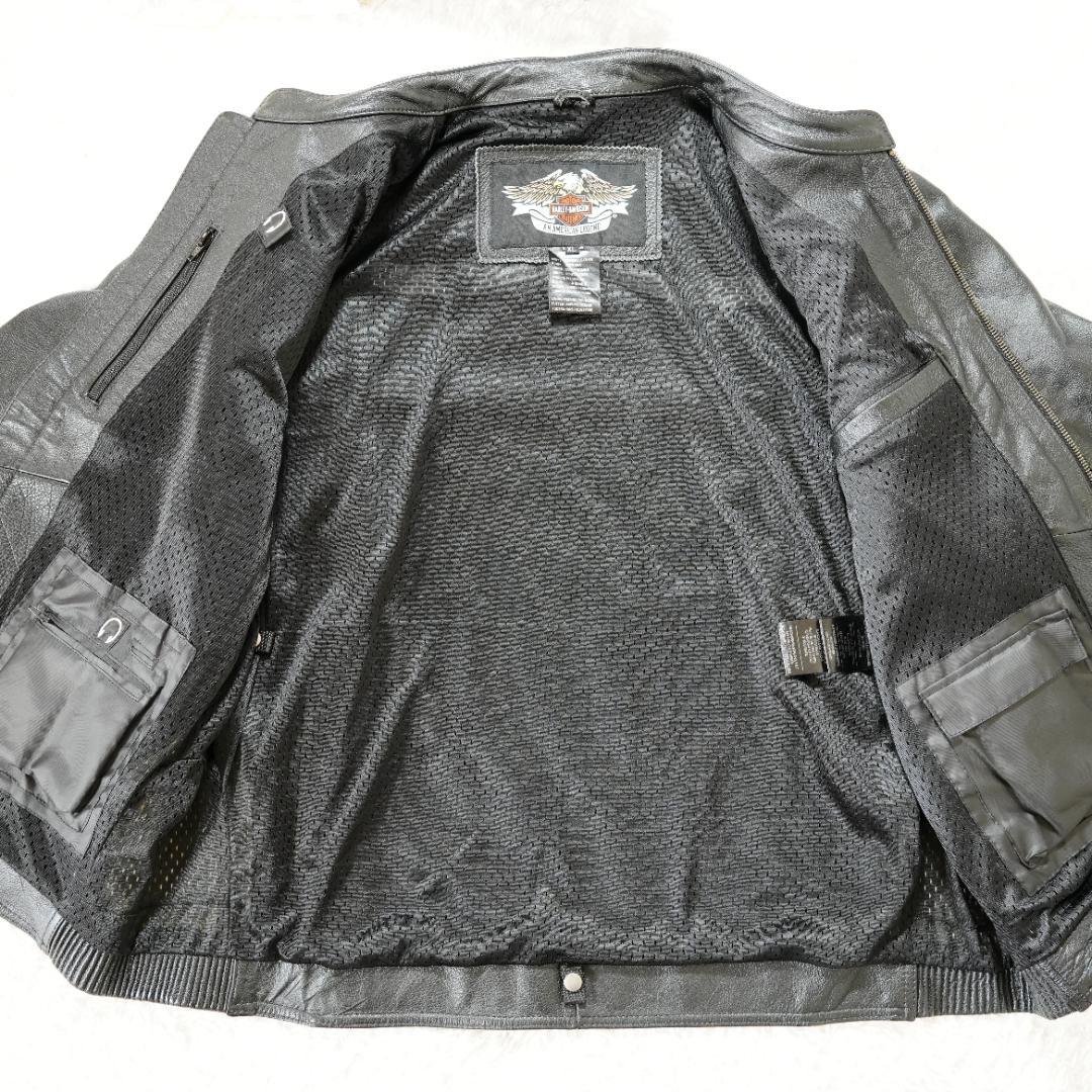 【美品】ハーレーダビッドソン　ビッグロゴ刺繍レザージャケット　XL