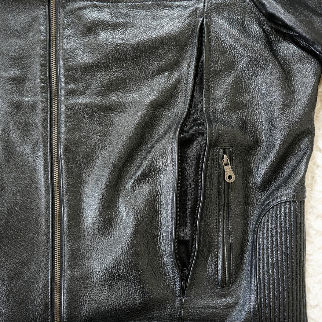 【美品】ハーレーダビッドソン　ビッグロゴ刺繍レザージャケット　XL