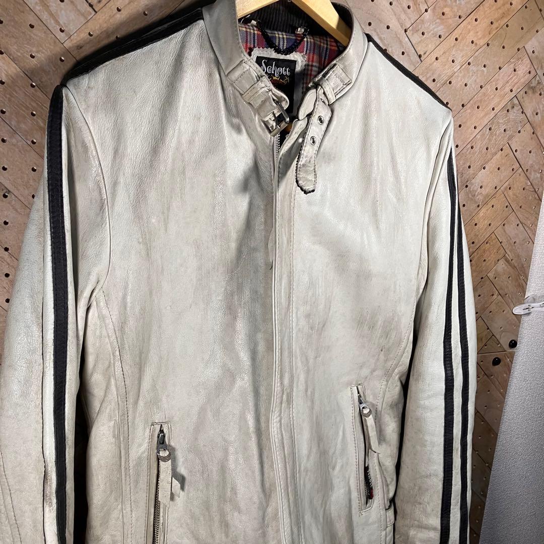 Schott ショット シングルライダース M 牛革 黒ライン 気合いの本格派！