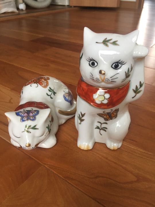 伊万里 招き猫&眠り猫 セット☆骨董品☆中古☆送料無料