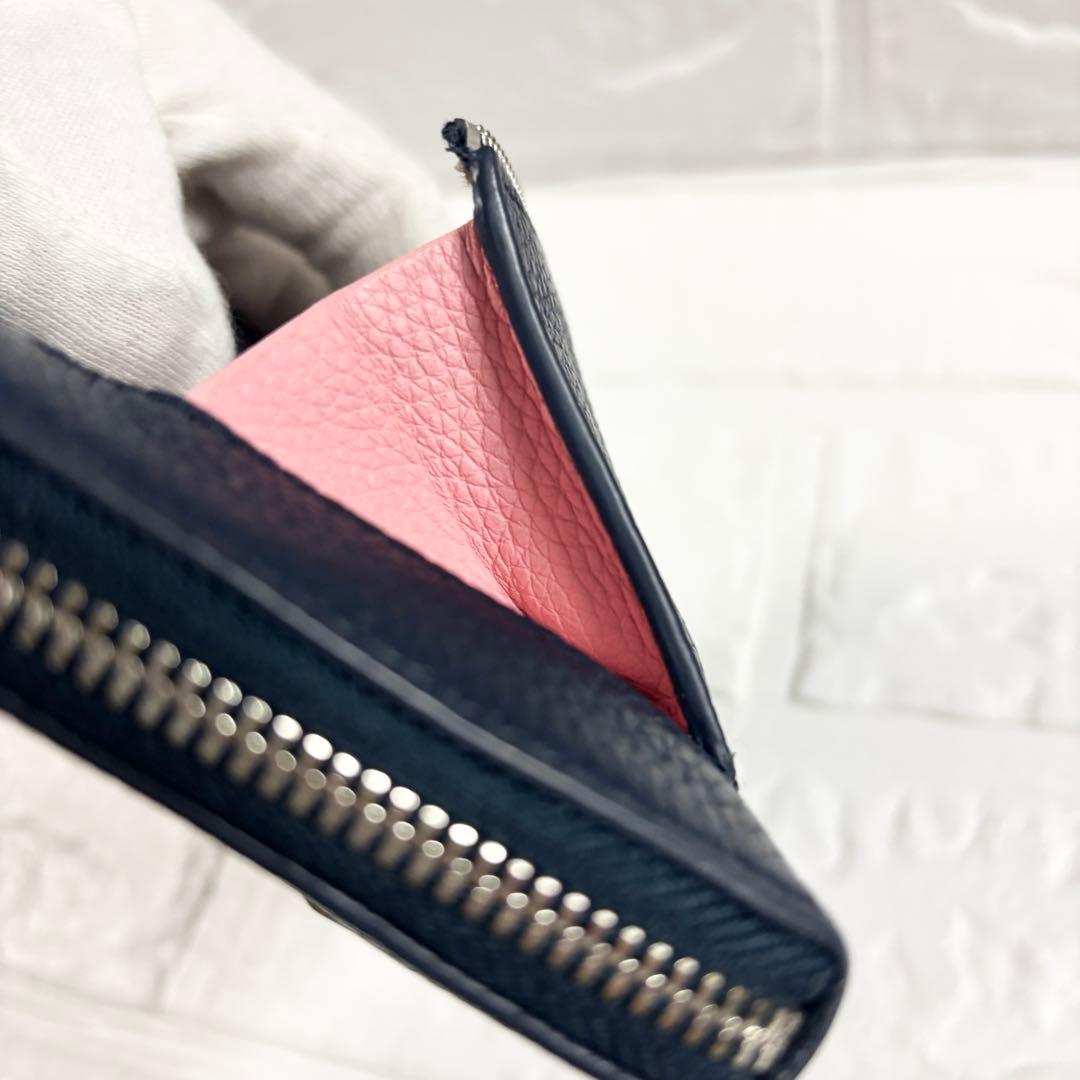 サロンドアルファード　ルクーチェ L字ファスナー ミニ財布　ネイビー