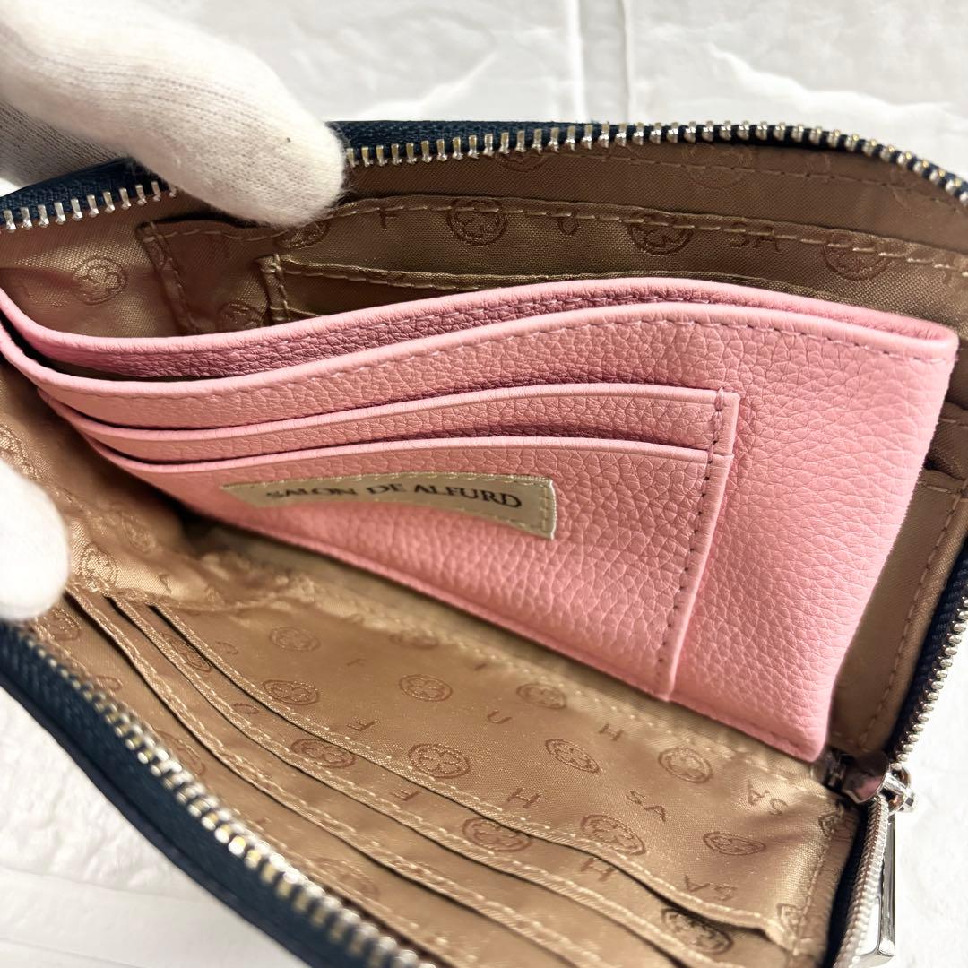 サロンドアルファード　ルクーチェ L字ファスナー ミニ財布　ネイビー