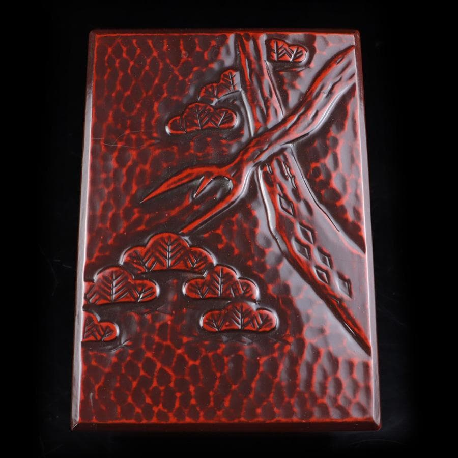 Y3104-1 鎌倉彫茶箱 茶碗 棗 茶杓 茶器4点セット　BBB