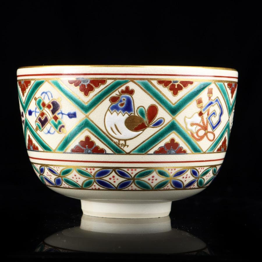 Y3104-1 鎌倉彫茶箱 茶碗 棗 茶杓 茶器4点セット　BBB