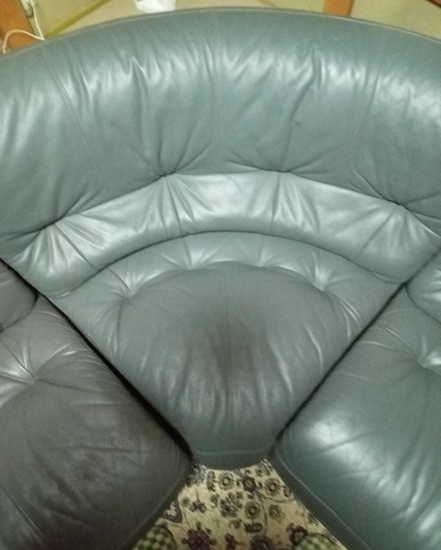 karimoku グレー レザー ソファ (2)