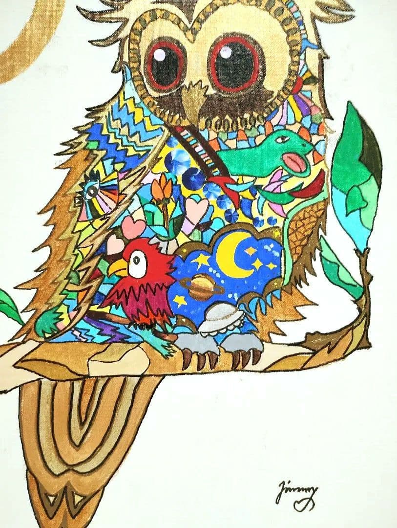 【SALE】［F6号］ジミー大西（森の哲学者）/肉筆/手描き/サイン有/アクリル