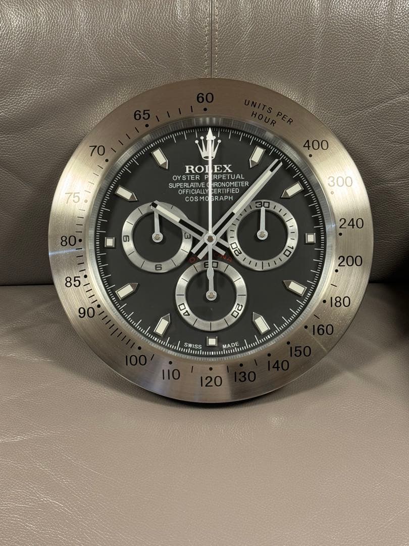 販促品　壁掛け時計　デイトナ ブラック文字盤