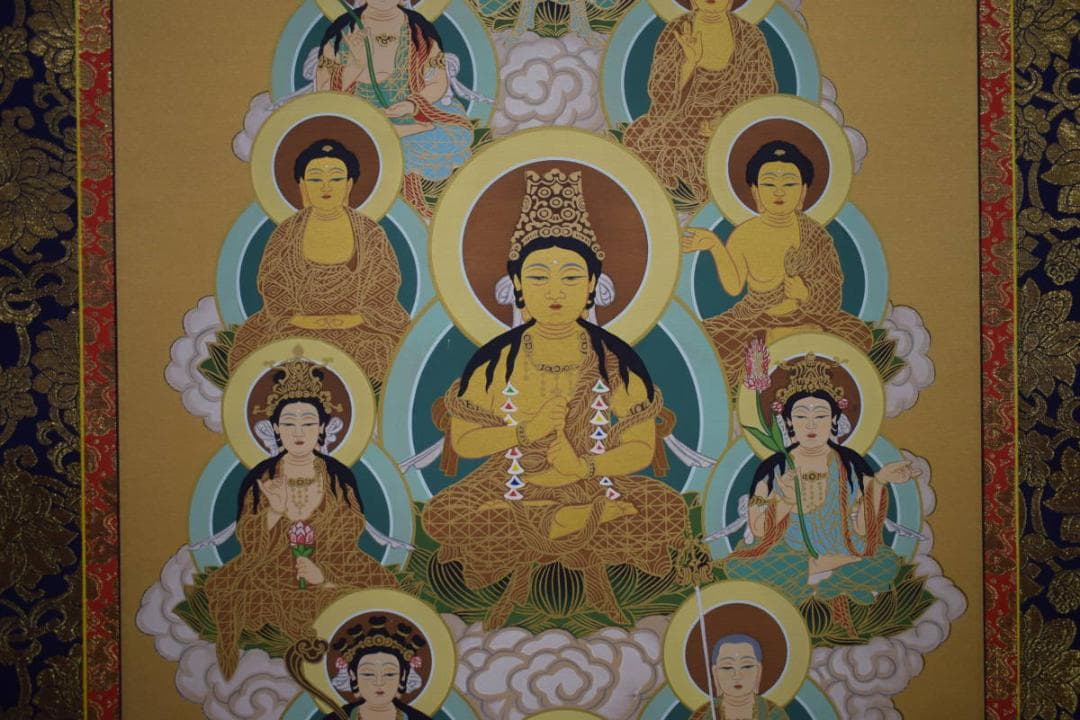 真作/国井道成/國井道成/十三佛図/十三佛大師像/桐共箱付/布袋屋掛軸HJ-22