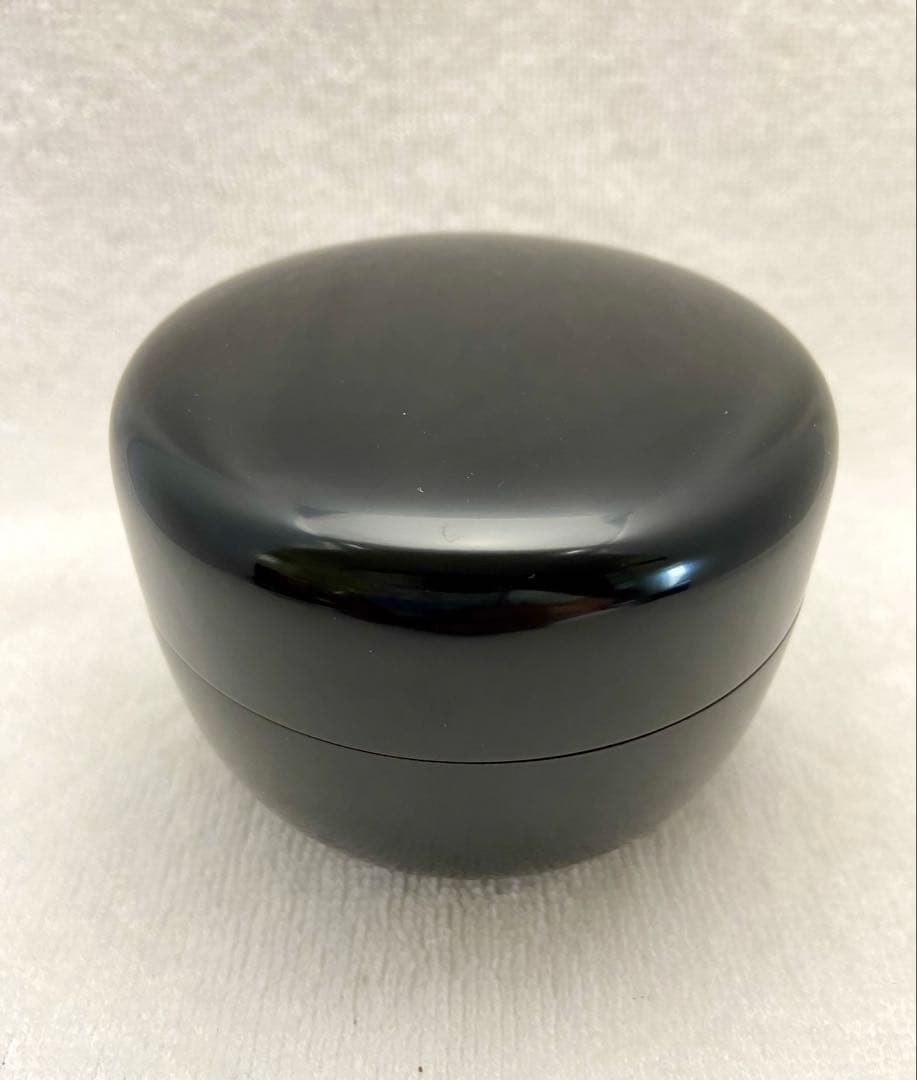 茶道具 漆黒 真塗 平棗 切合口 塗師 嘉祥作【匿名配送】