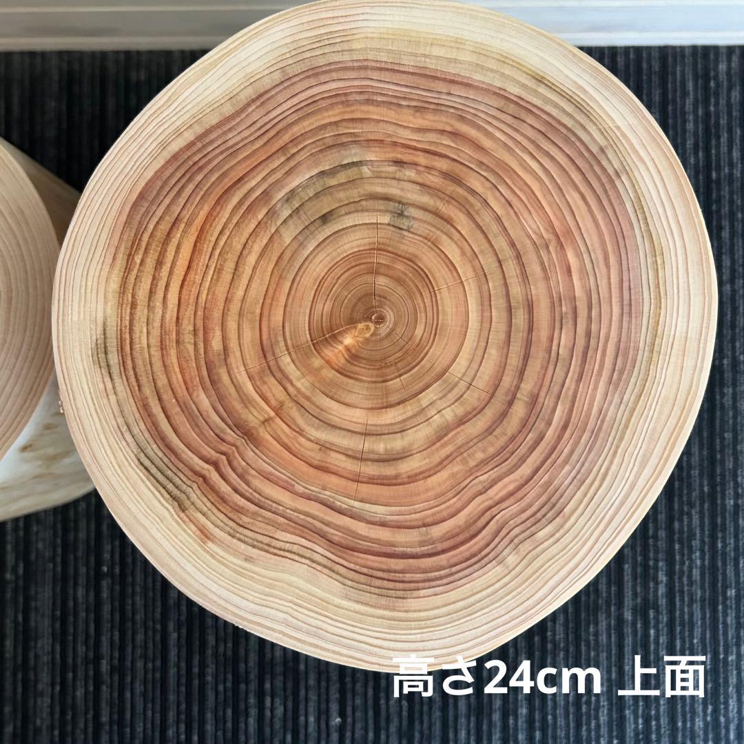 【3点セット】檜の丸太椅子 スツール 天然木 ディスプレイ台 生木No.018