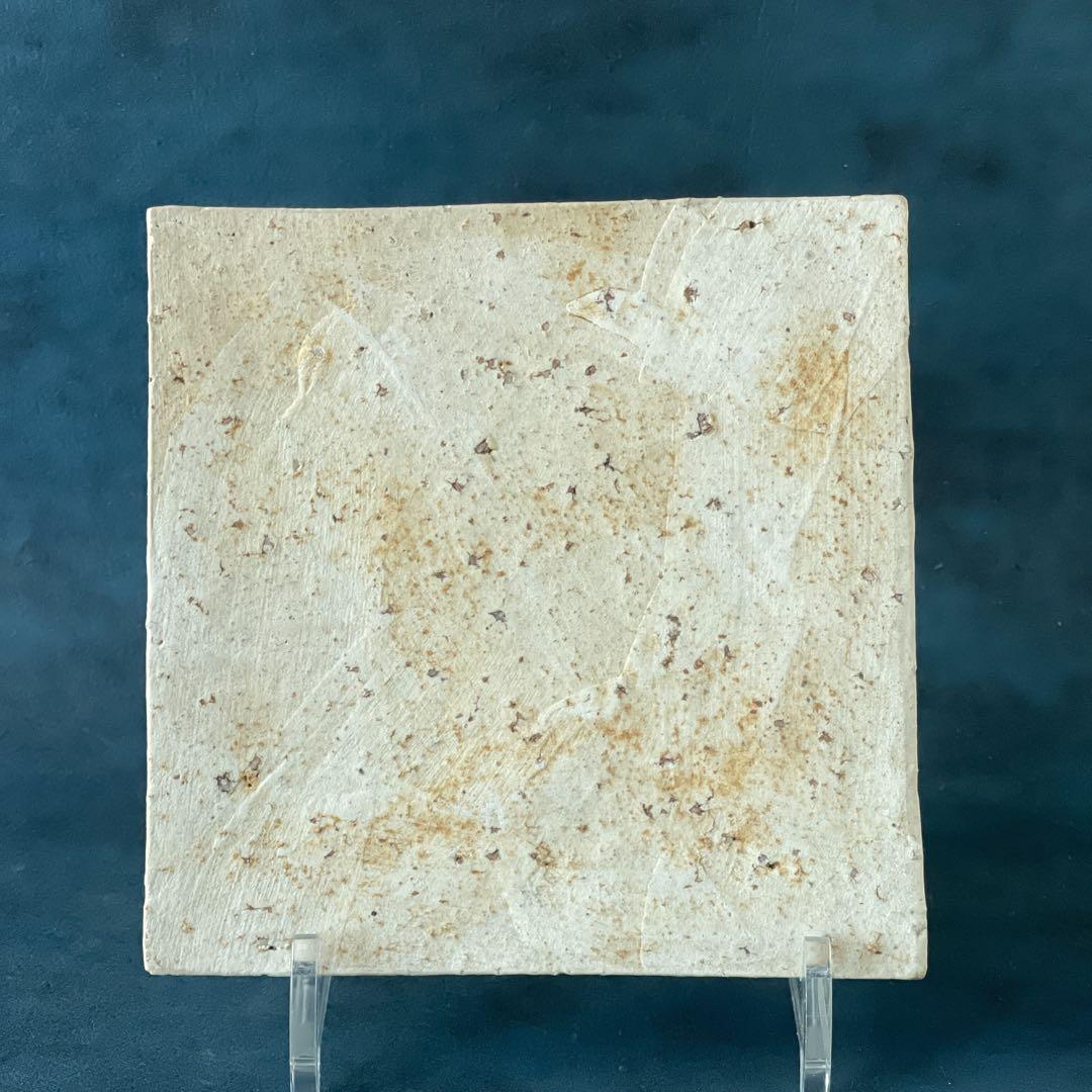 人気作家　陶芸家内田鋼一　作品 加彩陶板　角皿 角プレート2枚セット　新品未使用