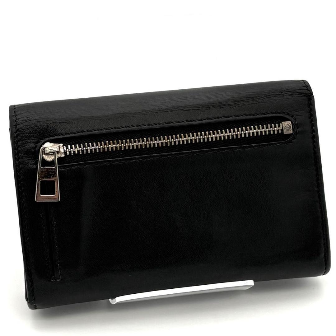 ロエベ 折財布 アナグラム ミディアム ウォレット 黒 ブラック 2322