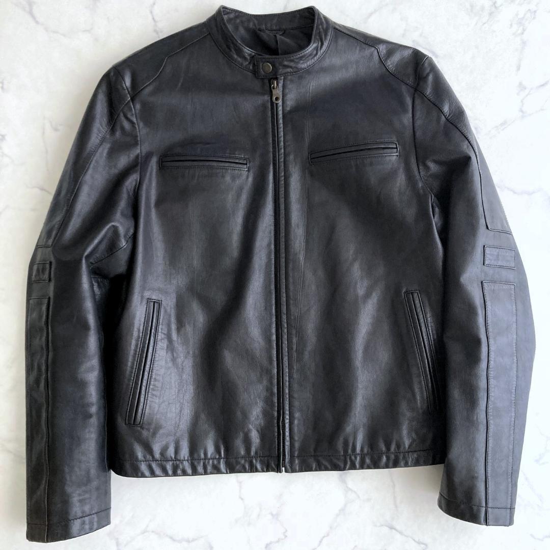 【極美品】コムサデモードメン　レザーライダースジャケット パッチワーク