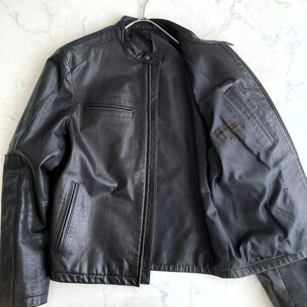 【極美品】コムサデモードメン　レザーライダースジャケット パッチワーク
