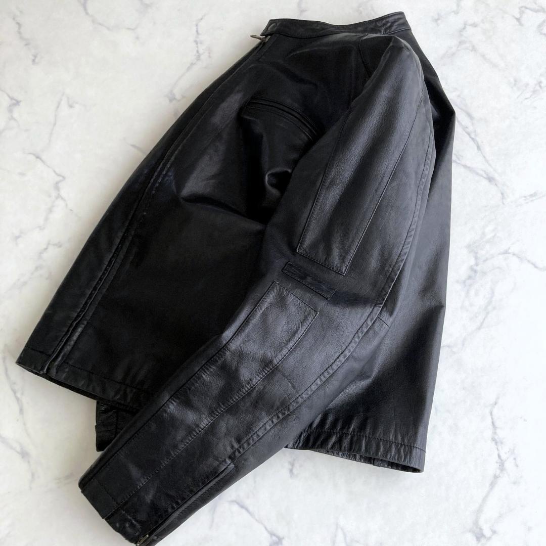 【極美品】コムサデモードメン　レザーライダースジャケット パッチワーク