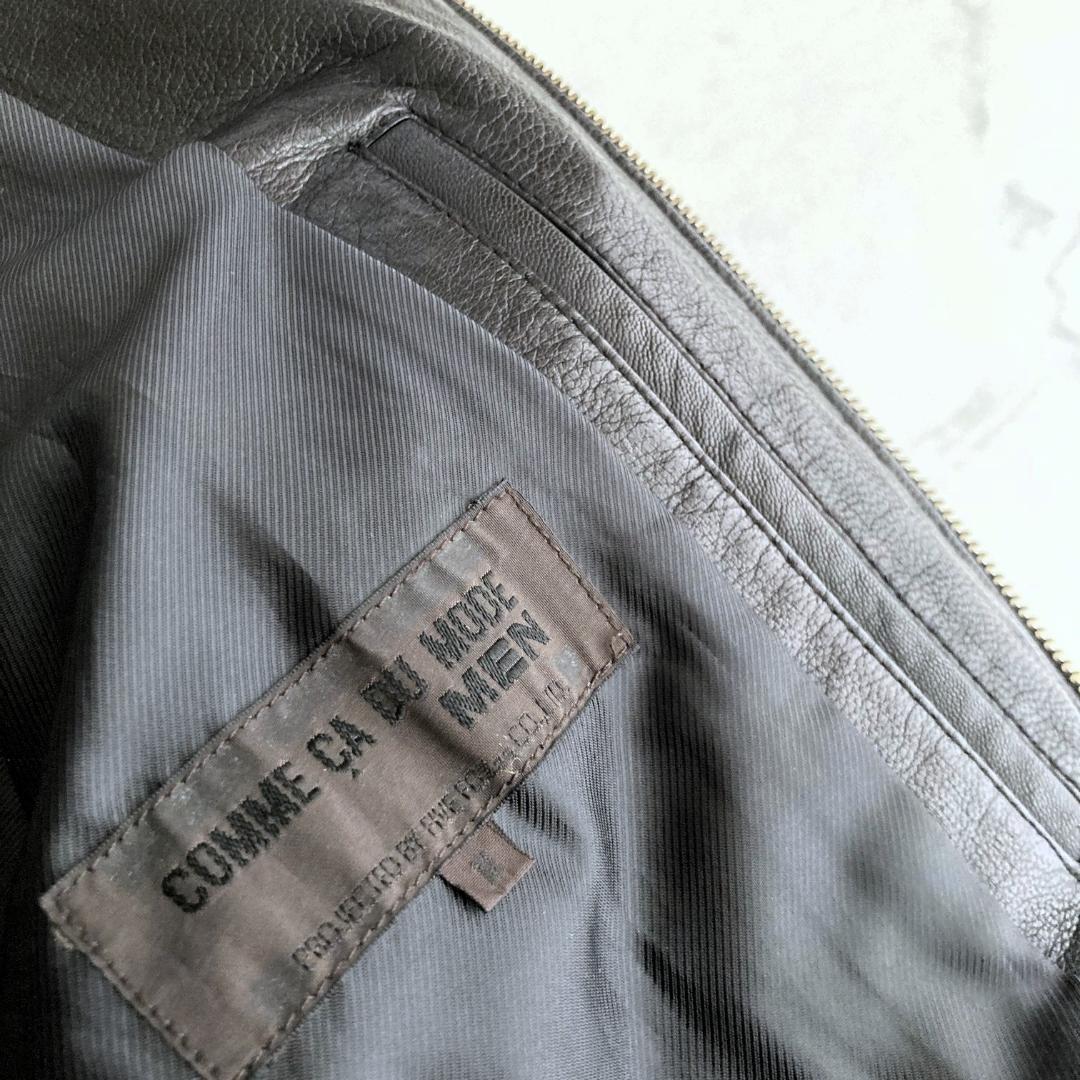 【極美品】コムサデモードメン　レザーライダースジャケット パッチワーク