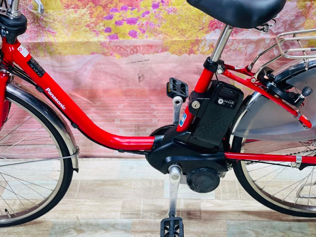 K2919 電動自転車パナソニック ママチャリ 24インチ レッド 送料無料