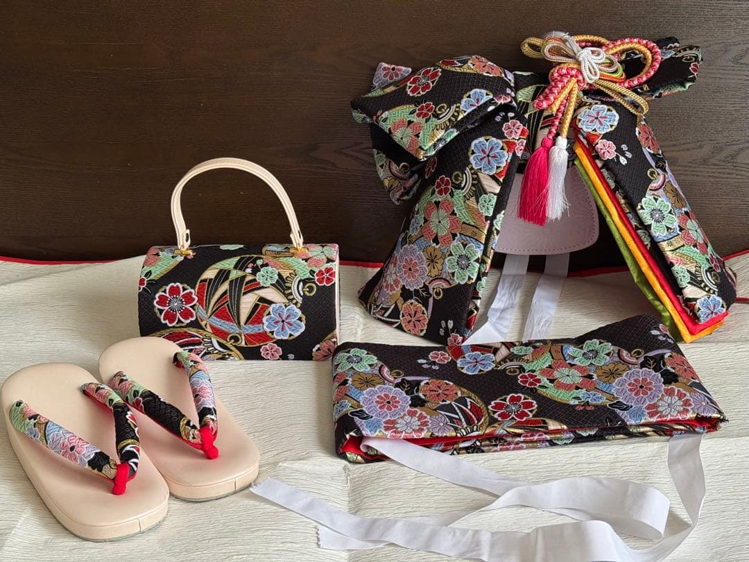 七五三 ７歳　帯　バッグ　草履セット