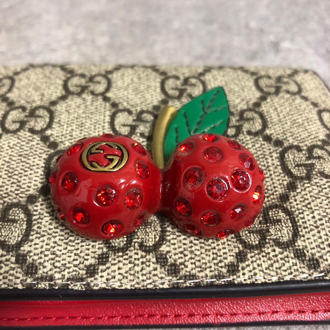 フォロー割■ GUCCI グッチ チェリー 二つ折り財布 さくらんぼ GG