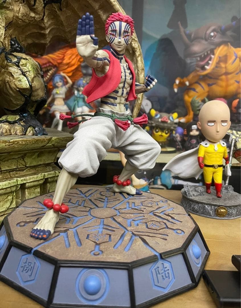 鬼滅の刃 猗窩座 あかざ フィギュア ガレージキット 赤色