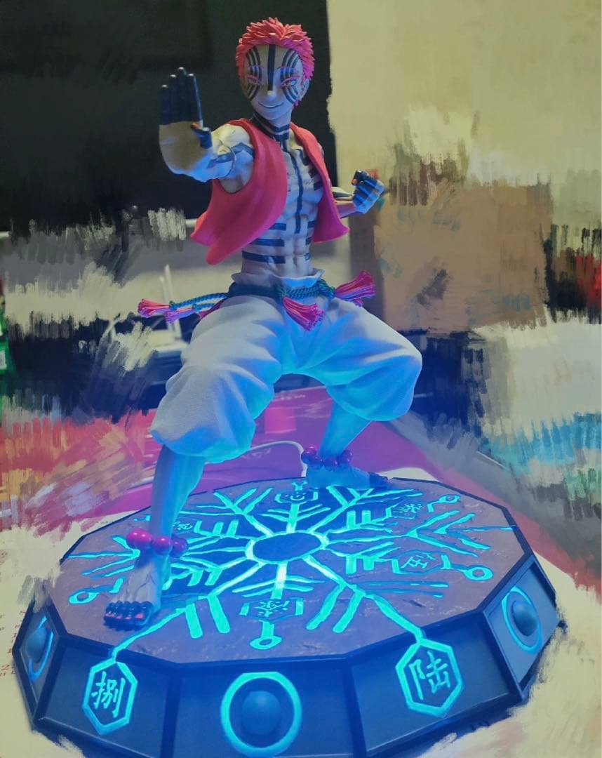 鬼滅の刃 猗窩座 あかざ フィギュア ガレージキット 赤色