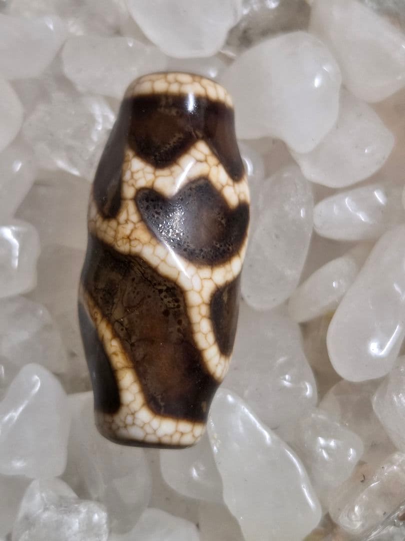 043　天珠４点セット！線珠　蓮花　黄龍眼　日月星　dzibeads！