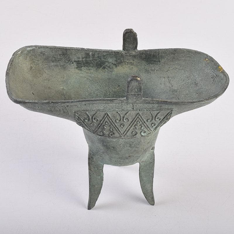 中国　古銅青銅　饕餮文爵　V　R8942
