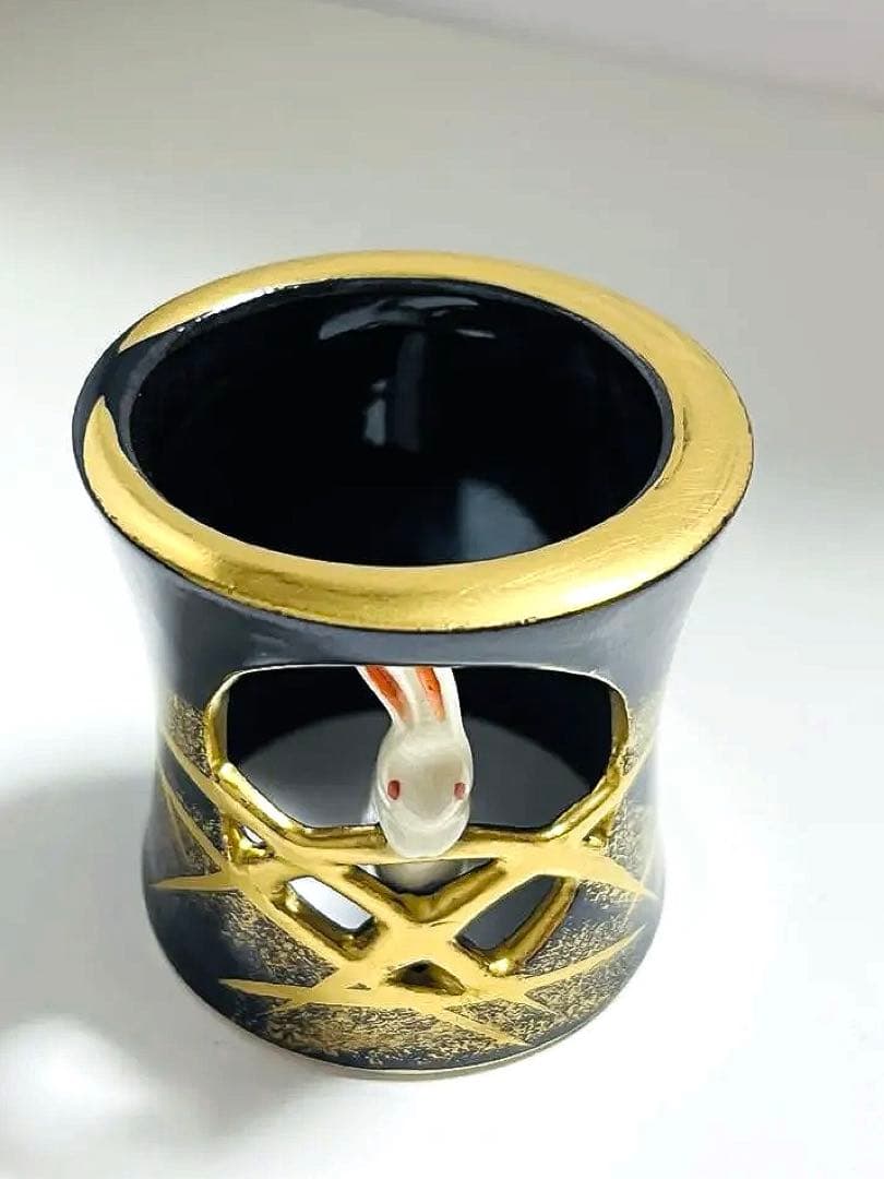 値下げ　新品未使用　茶道具　蓋置　月に兎　今岡三四郎作　共箱つき