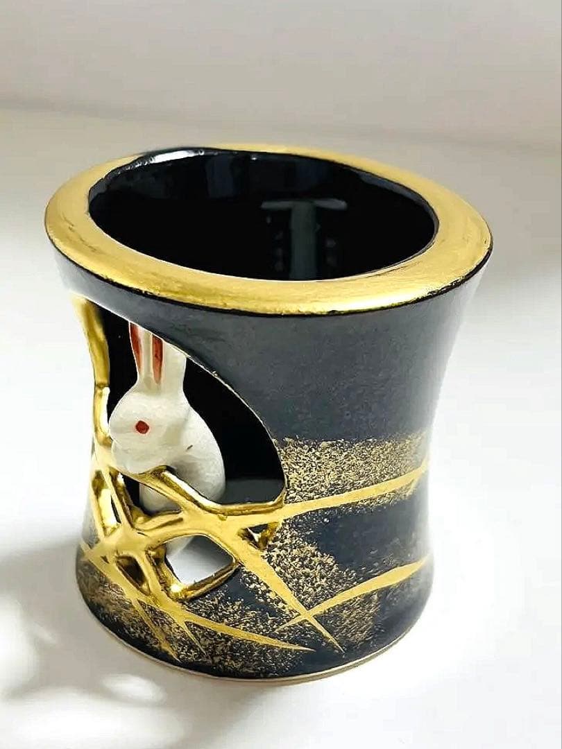 値下げ　新品未使用　茶道具　蓋置　月に兎　今岡三四郎作　共箱つき